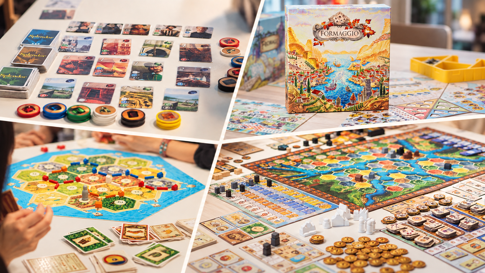 A collage of mid and heavy strategy board games