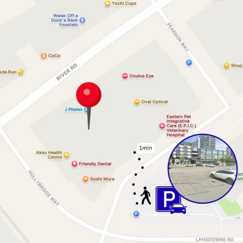 Walking route to the outdoor paid parking lot