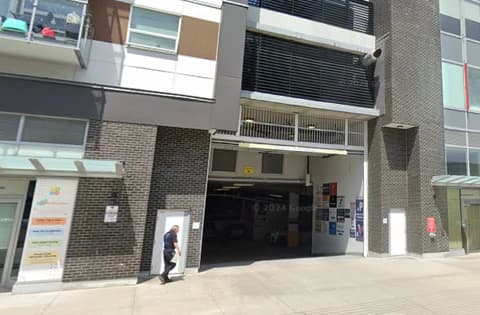 Entrance to the in-building parking garage